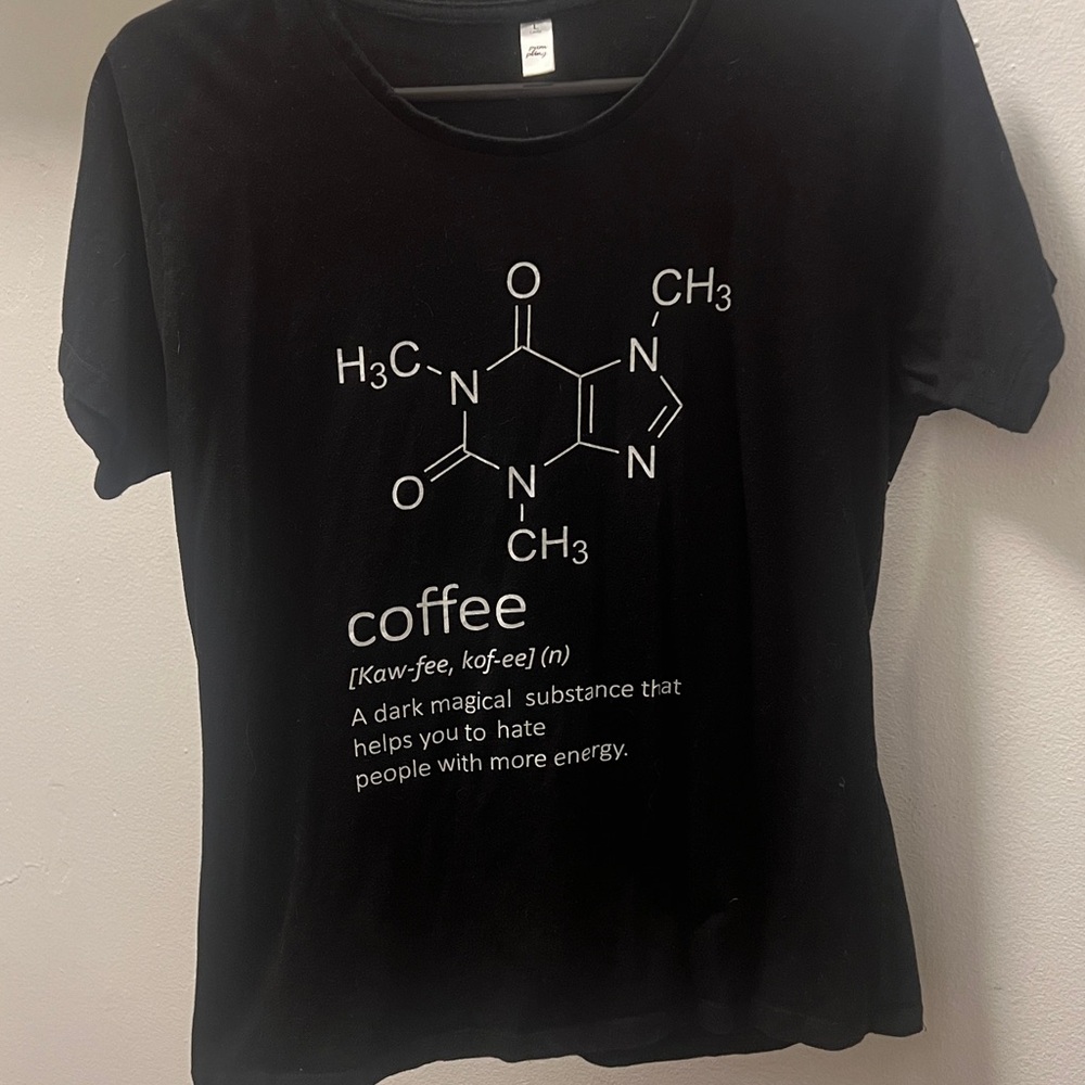 Black Graphic Tee with Coffee Molecule Design